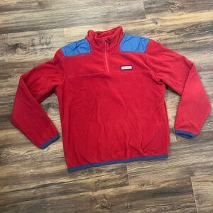 Vineyard Vines Men’s Red and Blue Fleece Shep Shirt Pullover